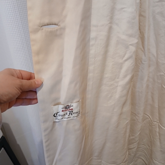 Vintage Count Romi Ivory/Khaki Trench Coat With Navy Details Size XS/S - Picture 15 of 16